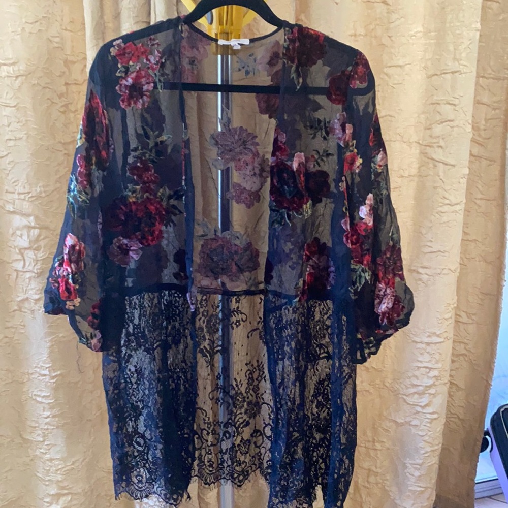 Lace and sheer kimono
